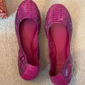 Tory Burch Pink Snake Skin Shoes